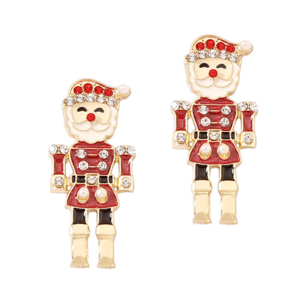 Wholesale Christmas Red Soldier Diamond Zinc Alloy Earrings