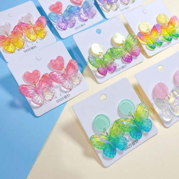O1CN01LnHpW62BSrDlmwKIG_2210951808338-0-cib Wholesale s925 Silver Needle Acrylic Colorful Butterfly Earrings