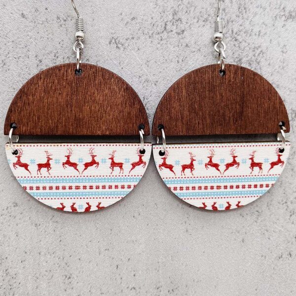 O1CN01LnNc8h2CFrcye4mf1_2207539588445-0-cib Wholesale Christmas Half Round Wood Chips Patchwork Earrings