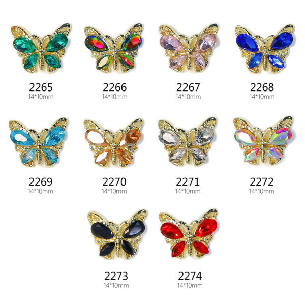 Wholesale Crystal Butterfly Zircon Resin Nail Stickers Accessories