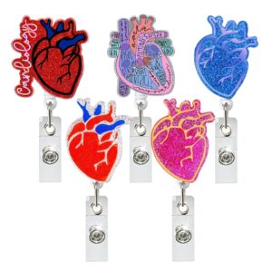 Wholesale Heart Glitter Doctor Nurse Badge Clip Retractable Badge Reel Acrylic Keychain