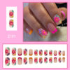 Wholesale Plastic Colorful Flower Wearable Nails Box of 24 Pieces