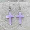 Wholesale Stylish Glitter Cross Resin Drop Earrings