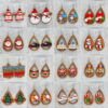 Wholesale Santa Claus Bells Red Car Water Drop Wooden Earrings