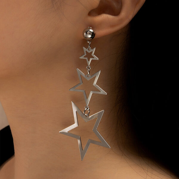 Wholesale of Multi-layer Pentagram Metal Earrings