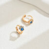 Wholesale Simple Bear Claw Inlaid Blue Diamond Copper Zircon Earrings