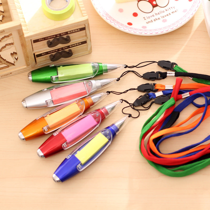 Wholesale Color Hanging Rope Luminous Note Stickers LED Light Pen Ballint Pen