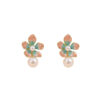Wholesale Drip Oil Flower Pearls Enamel Pink Blue Petals Alloy Earrings