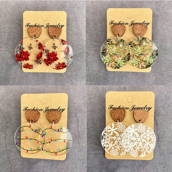 O1CN01LxtP1B1zp35hGX00b_2215459036762-0-cib Wholesale Christmas Acrylic Printed Lantern Snowflake Earrings