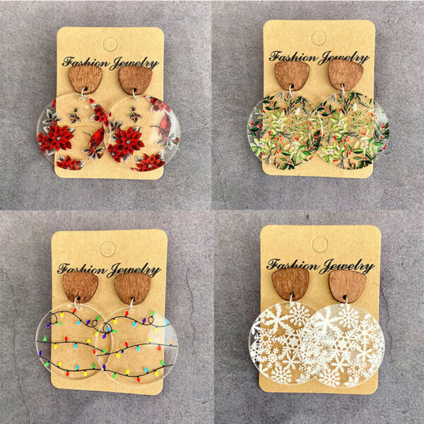 O1CN01LxtP1B1zp35hGX00b__2215459036762-0-cib Wholesale Christmas Acrylic Printed Lantern Snowflake Earrings