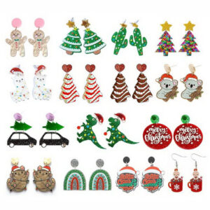 O1CN01Ly6rY41ZFcOR4D3KY__1794553165-0-cib Wholesale Christmas Dinosaur Cactus Gingerbread Man Acrylic Earrings