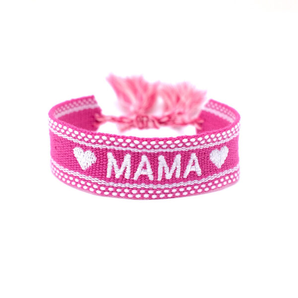 Wholesale Mother's Day MAMA Fabric Woven Bracelet