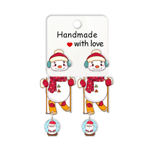 Wholesale Cartoon Christmas Snowman Resin Earrings