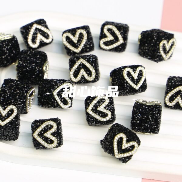 Wholesale Valentine's Day Black Square Acrylic Sugar Beads