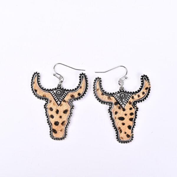 Wholesale Cowhead Western Denim Alloy Earrings