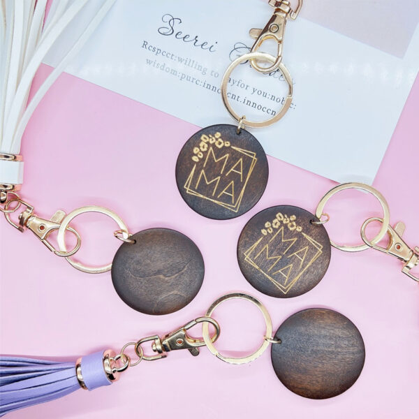 Wholesale Wooden MOM Mother's Day Tassel Creative Keychain
