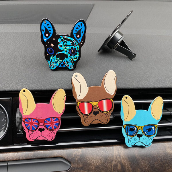 Wholesale Acrylic French Dog Fighting Car Air Outlet Perfume Clip