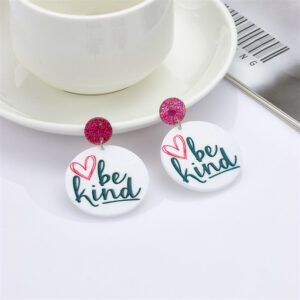 Wholesale Heart English Alphabet Round Card Acrylic Earrings
