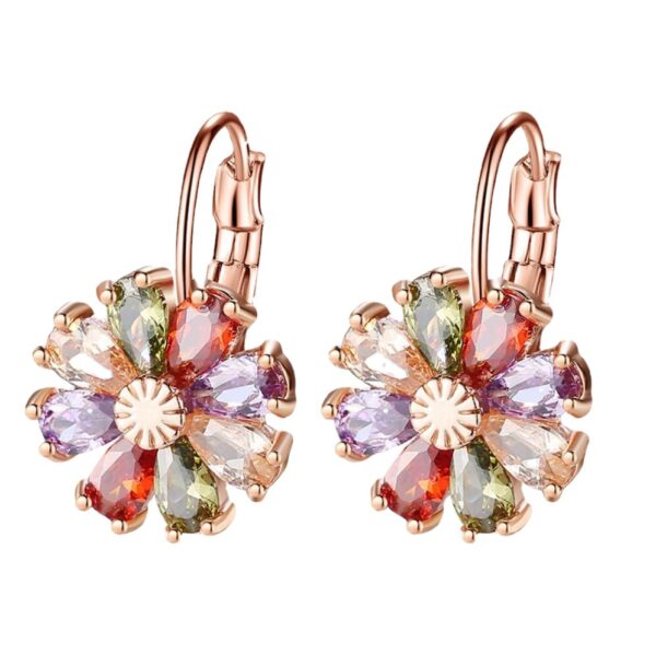 Wholesale Flower Colored Zircon Earrings