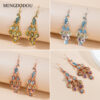 Wholesale Long Fashion Vintage Large Peacock Crystal Earrings