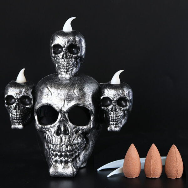 Wholesale Halloween Skull Lamp Scary Smoke Sandalwood LED Plastic Candle Lamp