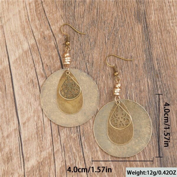 Wholesale Bohemian Retro Ethnic Style Bronze Circle Carved Earrings