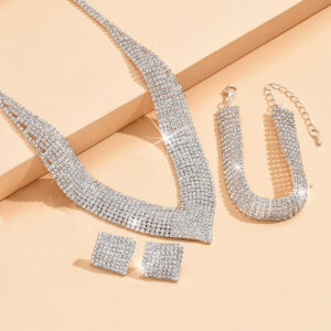 632b9005 necklace + earrings + bracelet silver jewelry set (without ring)