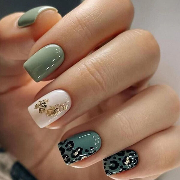 O1CN01MAD01J1qQvcqNAQhV_3917635491-0-cib Wholesale Short Fresh Green Leopard Fashion Gold Foil Nail Stickers