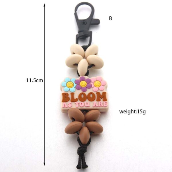 Wholesale Floral Alphabet Cartoon Silicone Beads Keychain