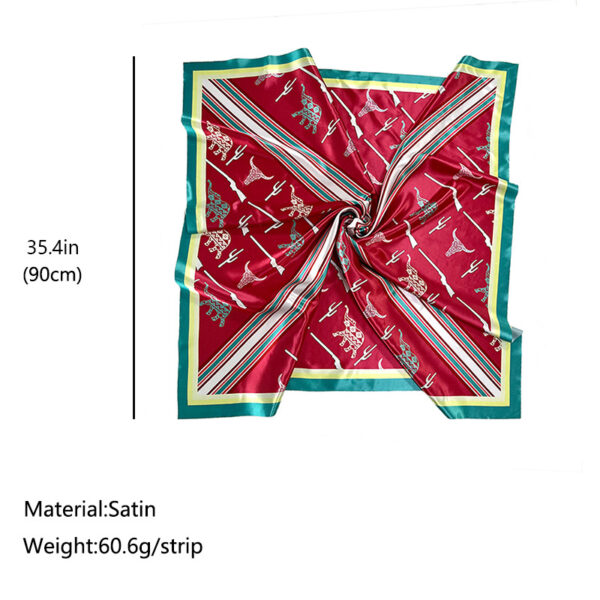 Wholesale Fashion Printed Bull Elephant Cactus Large Square Scarf Silky Scarf