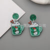 Wholesale Christmas s925 Silver Needle Acrylic Elk Snowman Earrings