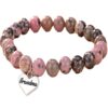 Wholesale Pink Zebra Heart Pendant Handmade Beaded Bracelet