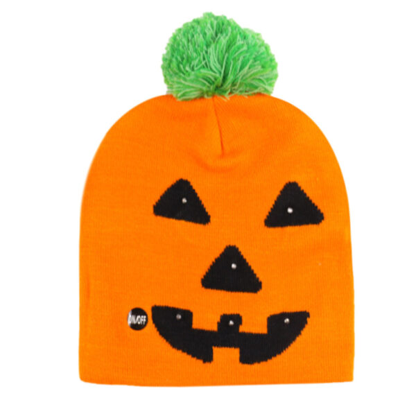 Wholesale Autumn Winter Halloween LED Knitted Hat Pumpkin Ghost Skull Knitted Hat