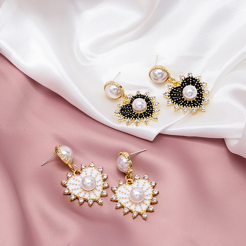 Wholesale Vintage Fine Diamond Pearl Alloy Earrings