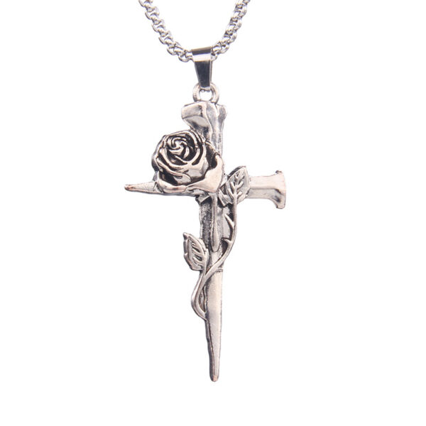 Wholesale Gothic Retro Rose Stainless Steel Necklace