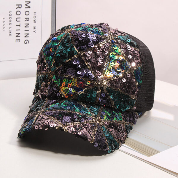 O1CN01MGUEVI1zFJzX7ag3V_2760286684-0-cib Wholesale Colorful Sequin Sequin Mesh Baseball Cap