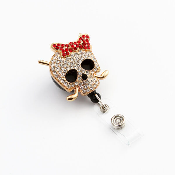 Wholesale Red Bow Skull Retractable Alloy Keychain