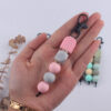 Wholesale Rainbow Silicone Beaded Keychain
