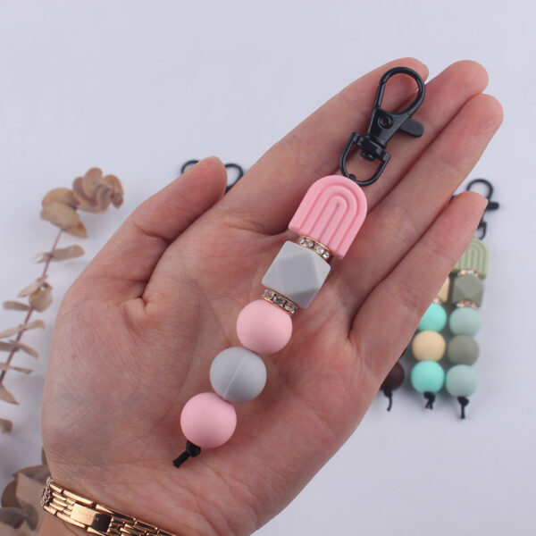 Wholesale Rainbow Silicone Beaded Keychain