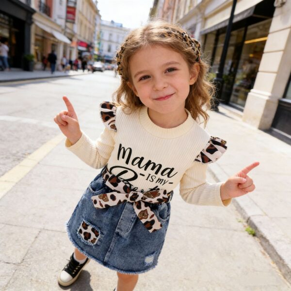 O1CN01MJhAZp1v46G3FVnzX_2209644226118-0-cib Wholesale Autumn and Winter Top Patchwork Leopard Print Fly Sleeves Denim Ripped Hole Baby Clothes