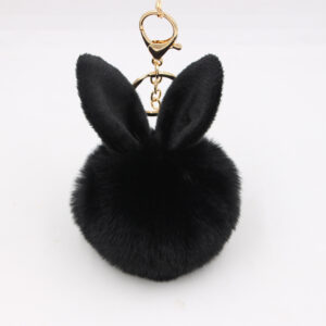 Black / Rabbit plush pendant keychain