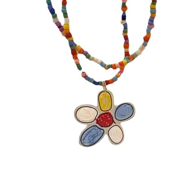 Wholesale Colorful Double Layer Beaded Flower Butterfly Necklaces