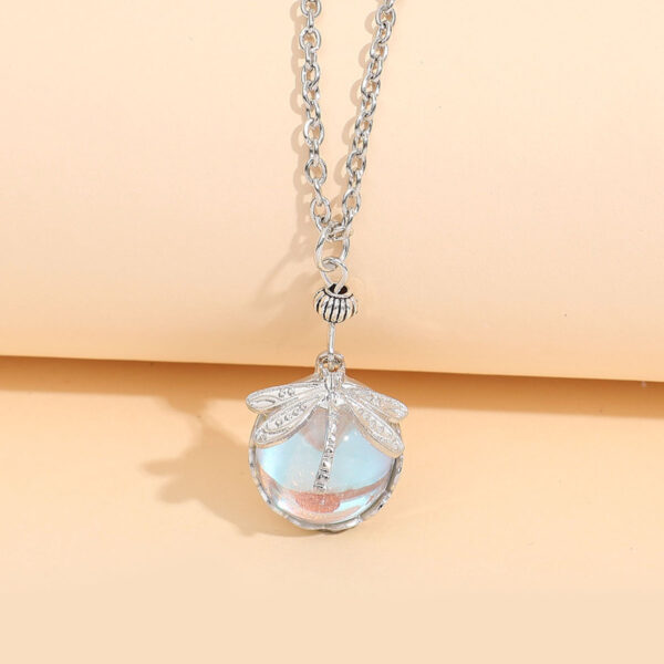 Wholesale Creative Vintage Dragonfly Green Crystal Alloy Necklace