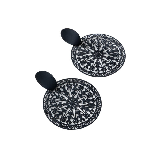 Wholesale Vintage Geometric Cutout Black Metal Earrings