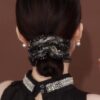Wholesale Rhinestone Double Layer Mesh Hair Tie