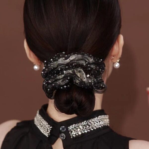 Wholesale Rhinestone Double Layer Mesh Hair Tie