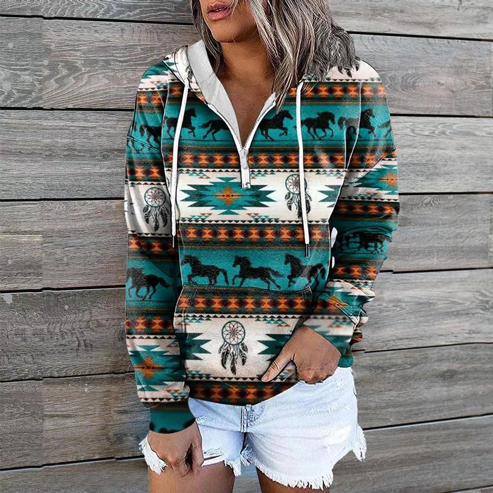 Wholesale Ethnic Style Autumn and Winter lyester Hoodie Tops