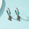 Wholesale Bohemian Turquoise Cactus Alloy Earrings