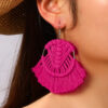 Wholesale Colorful Tassels Handwoven DIY Scalloped Alloy Earrings