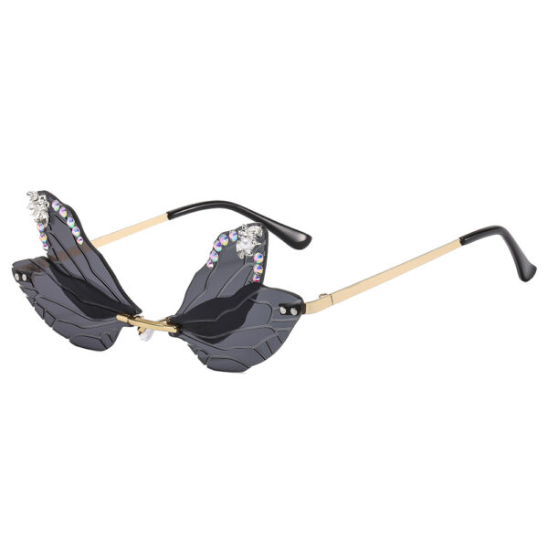 Wholesale New Frameless Dragonfly Diamond PC Sunglasses